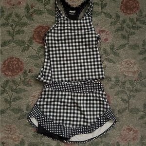 Avia Girls Active Racerback Tank Top and Skort black & white gingham 🖤🤍